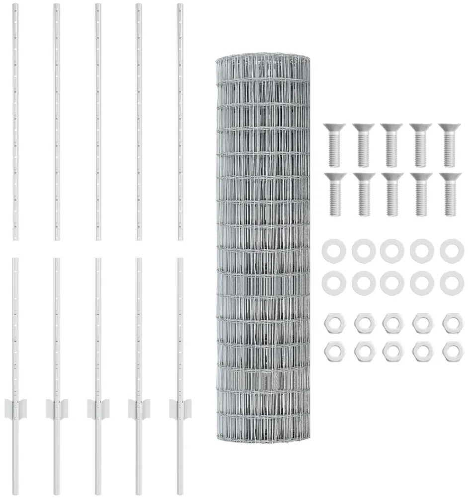 Kerti Kerítés Tekercs Készlet 2 db Horganyzott acél 10 x 1.2 méter
