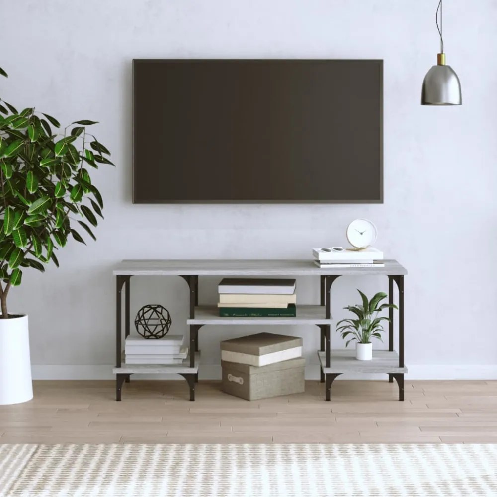 szürke sonoma színű szerelt fa TV-szekrény 102x35x45,5 cm