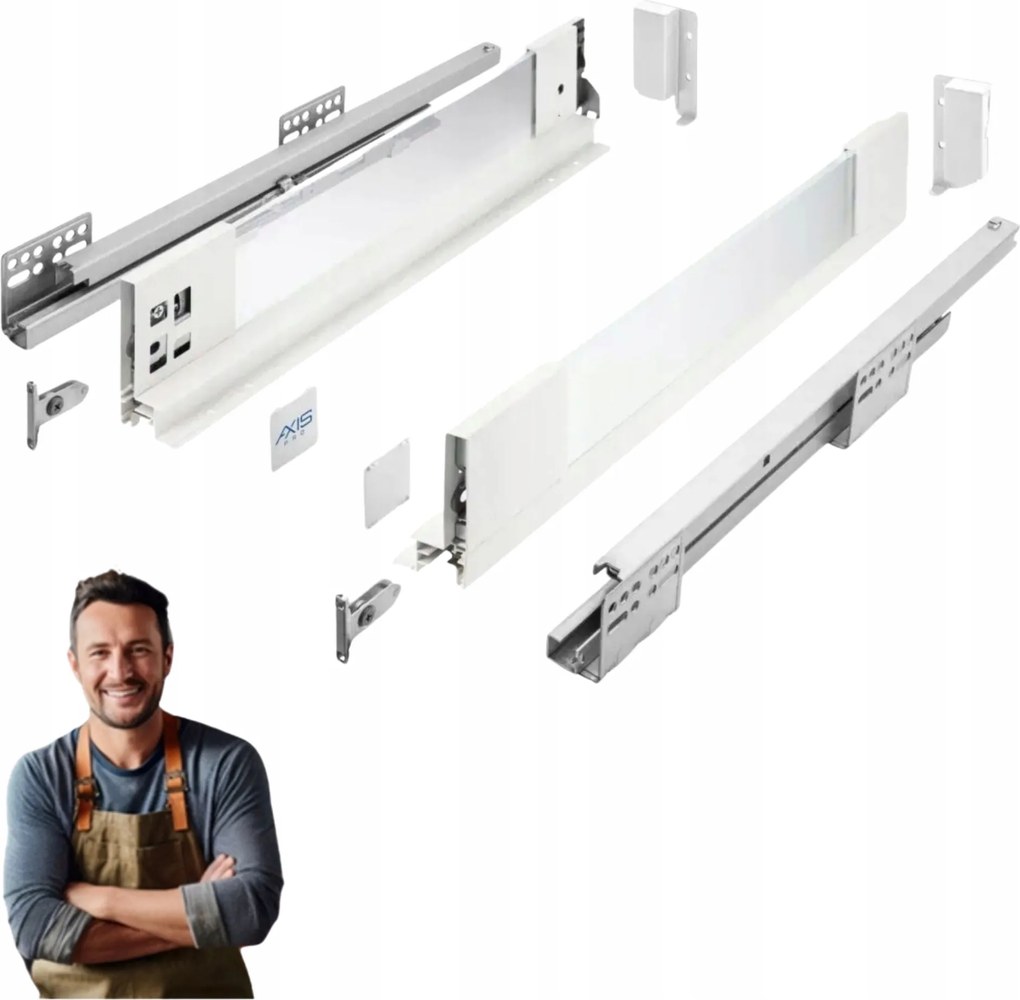 Fiók Gtv Axis Pro Glass 450 mm, alacsony H-86 Oldal üveggel, Fehér