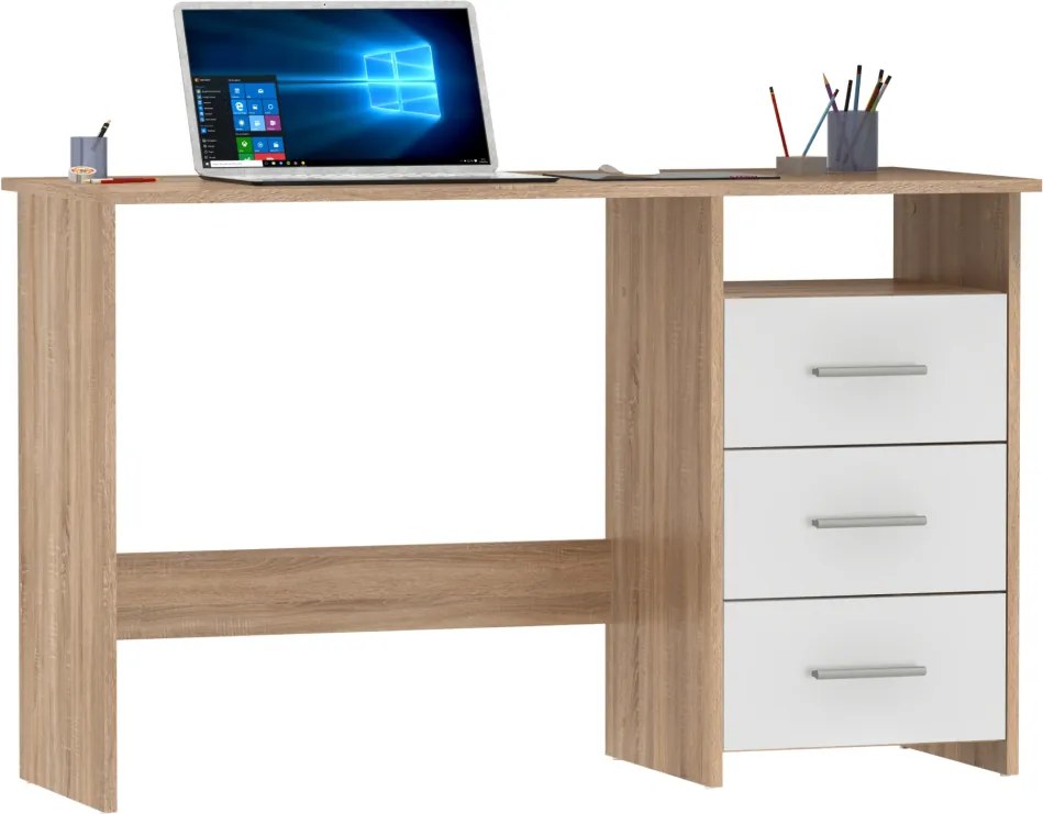 Számítógépasztal, sonoma tölgyfa/fehér, LARISTOTE NEW