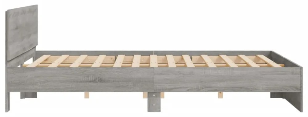szürke sonoma tölgy színű ágykeret fejtámlával 200 x 200 cm