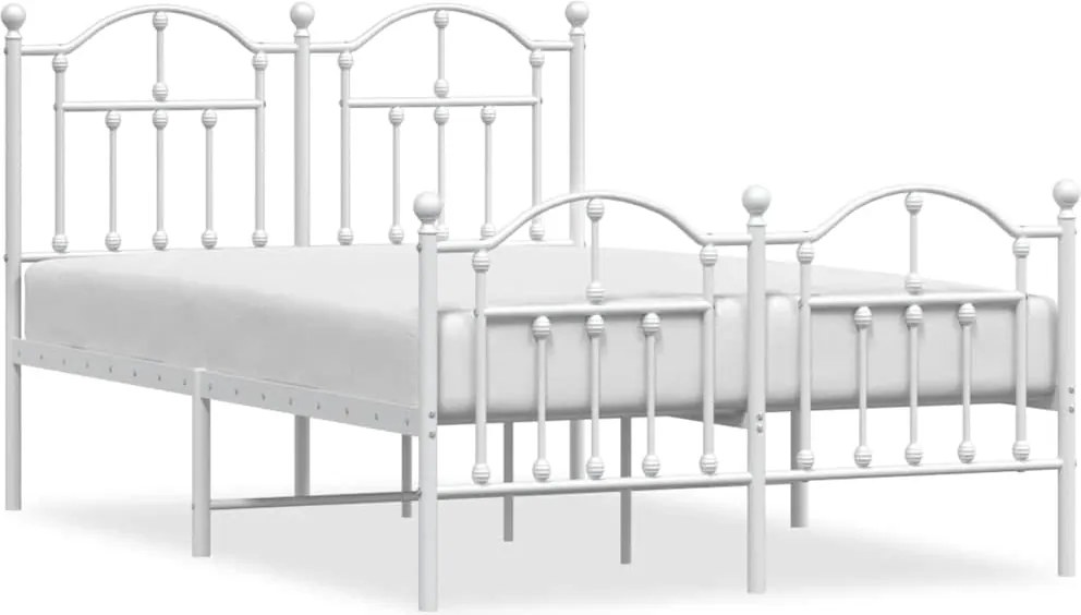 vidaXL fehér fém ágykeret fej- és lábtámlával 120x200 cm