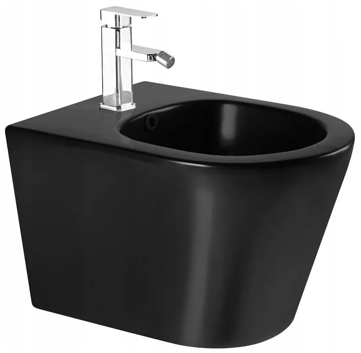 Mexen Rico fali WC Perem nélküli és falra akasztható bidé, fekete matt - 35724885 + 30721085