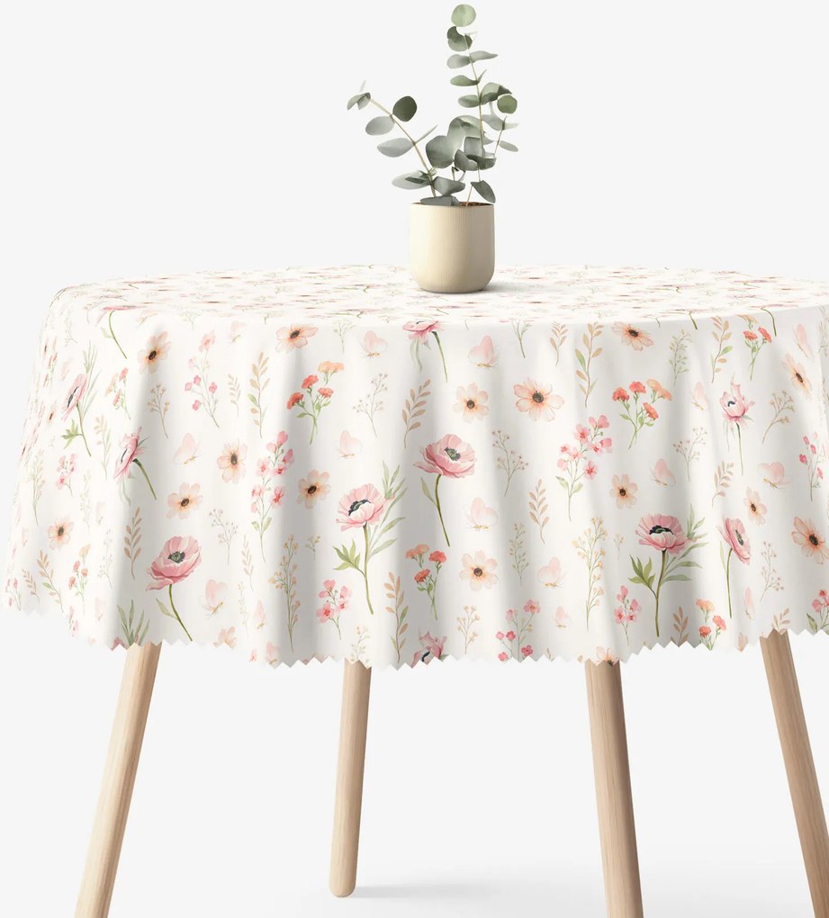 Goldea kör alakú teflonos terítő - rózsaszín virágok Ø 130 cm