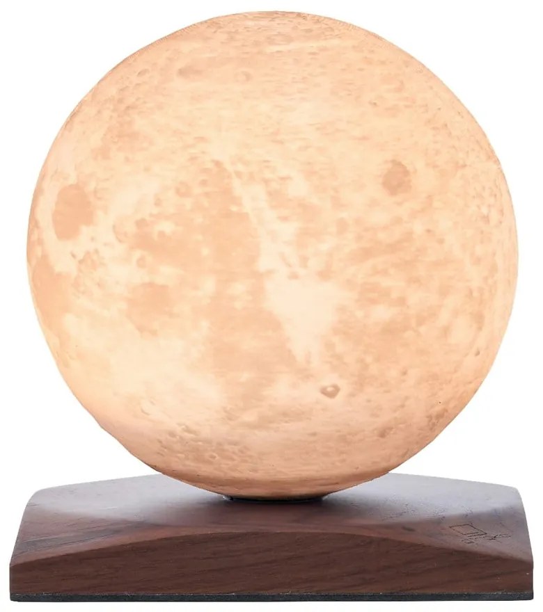 Sötétbarna diófa LED asztali lámpa (magasság 13 cm) Smart LunaSpin – Gingko