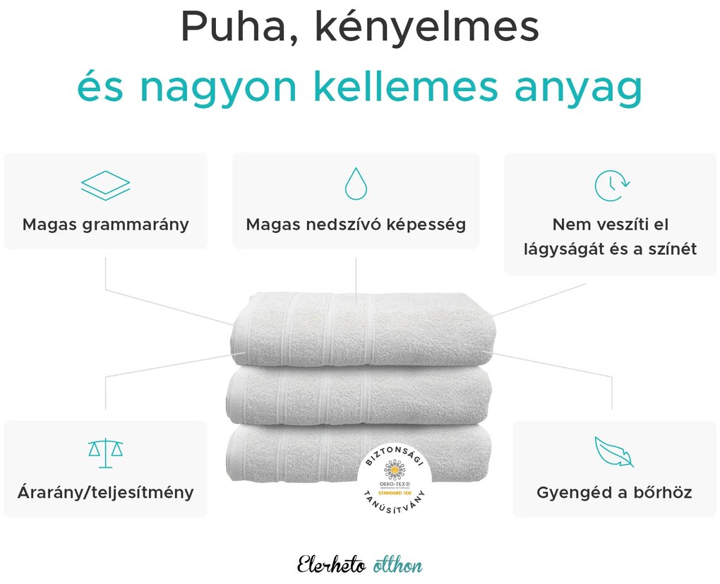 Bella fehér törölköző 50 x 90 cm, 100% pamut