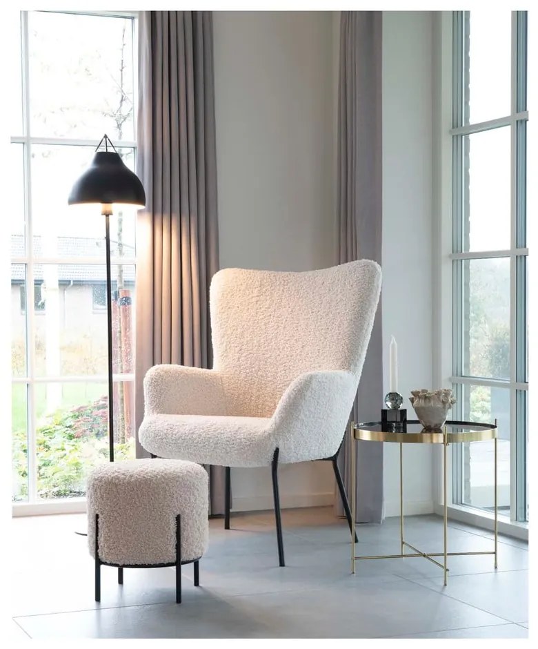 Glasgow fehér műszőrme füles fotel - House Nordic