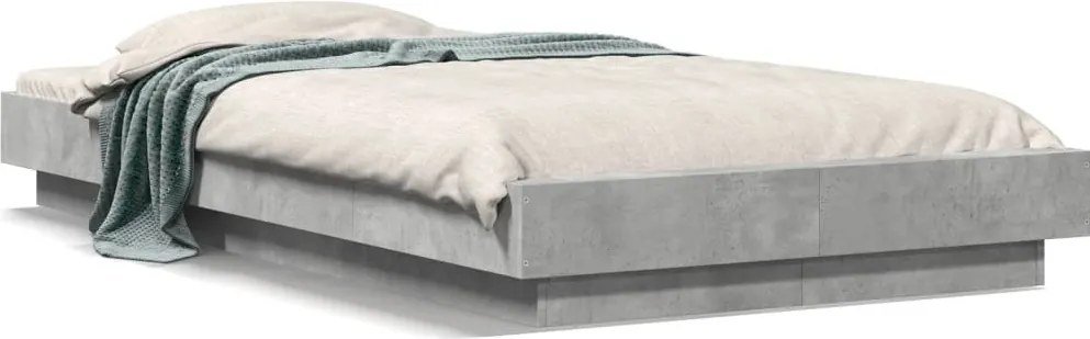 vidaXL betonszürke szerelt fa ágykeret 90 x 200 cm