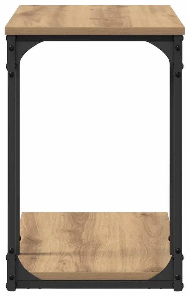 Oldal asztal polcokkal kézműves tölgy 50 x 35 x 52 cm Faanyag