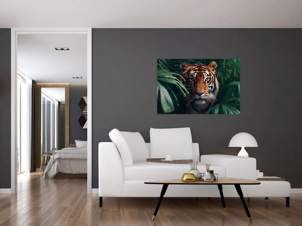 Kép - Egy tigris portréja a dzsungelben (90x60 cm)