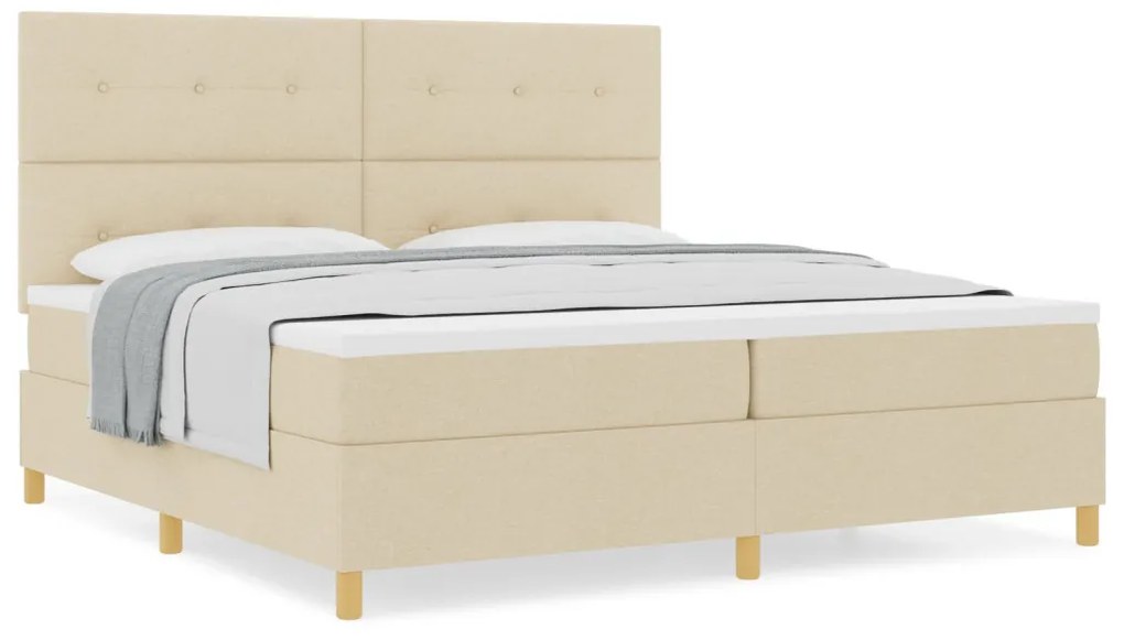 Box Spring Ágy Matraccal Krém 200x200 cm Szövet