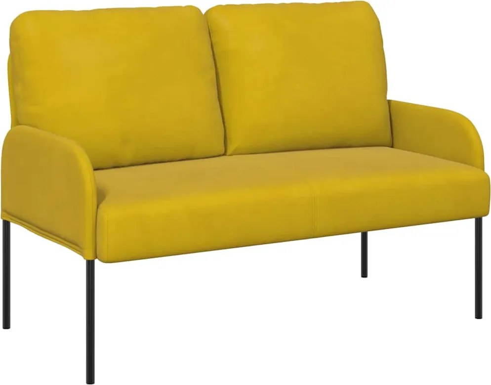 vidaXL Kanapék párnával 110cm Sárga Furnér