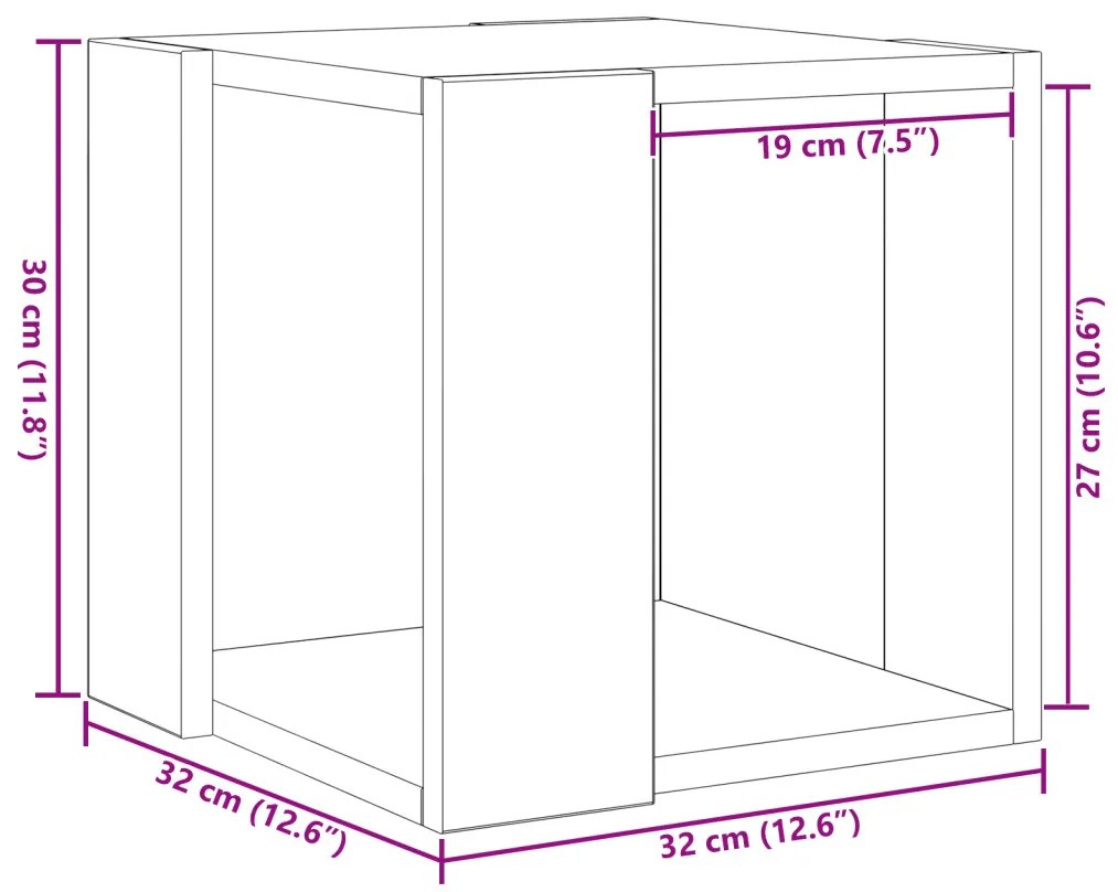 Dohányzóasztal Fekete tölgy MDF 32 x 32 x 30 cm Egyszerű