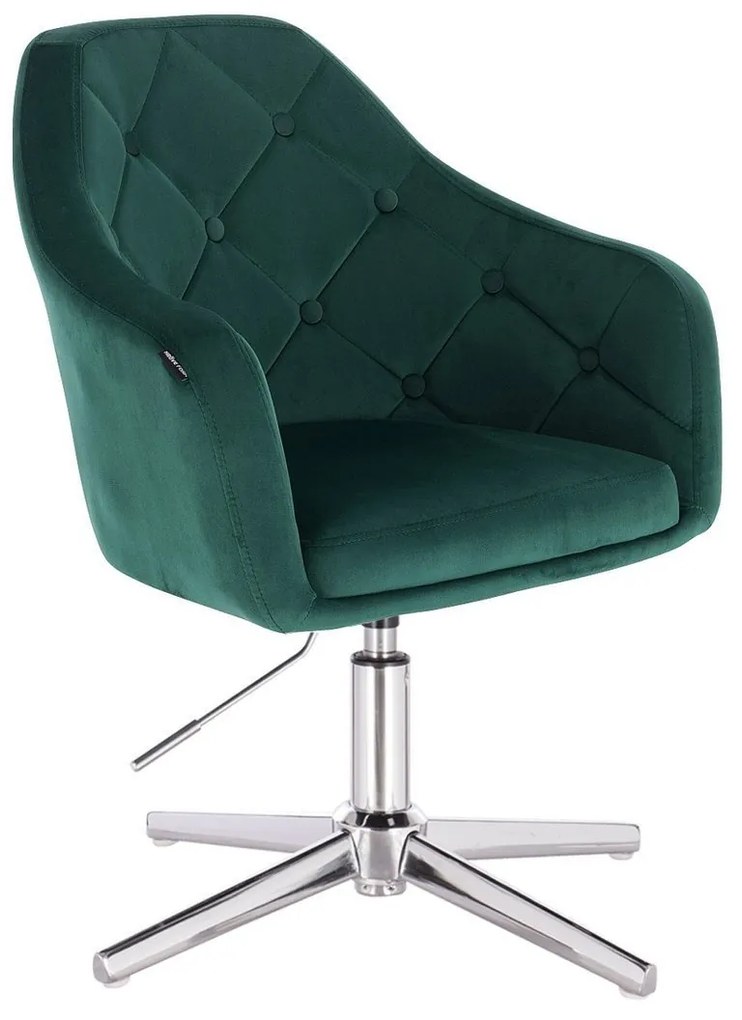 HR831CROSS Sötétzöld Modern Velúr Szék Krómozott lábbal