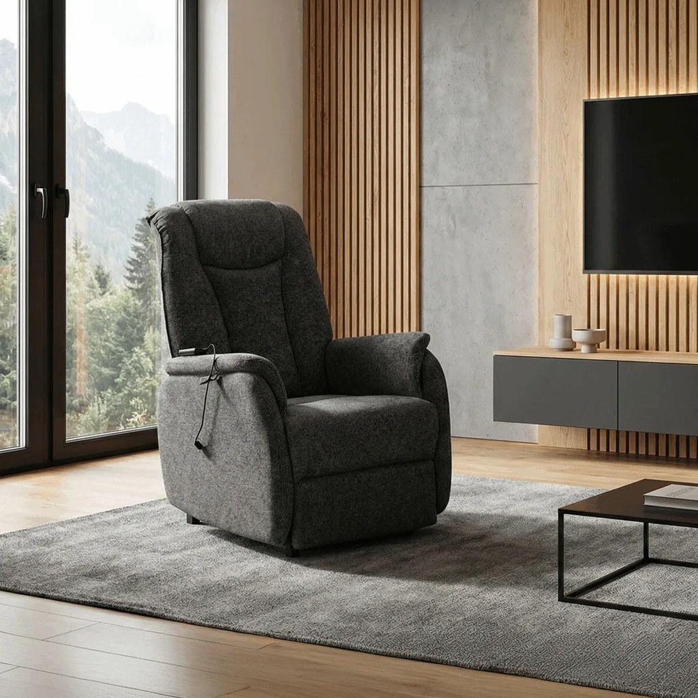Szürke elektromos relaxfotel kábeles vezérléssel, szövet kárpitozással, TV-L8963 GREY2