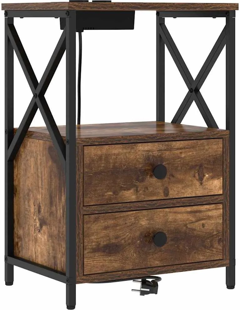 vidaXL Éjjeliszekrény fiókkal Füstölt tölgy 40 x 31 x 60 cm Faanyag