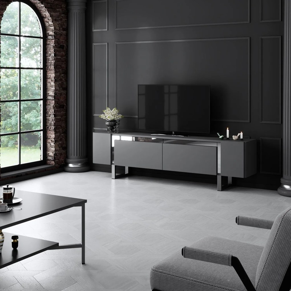 TV szekrény Yildiz - Anthracite, Silver