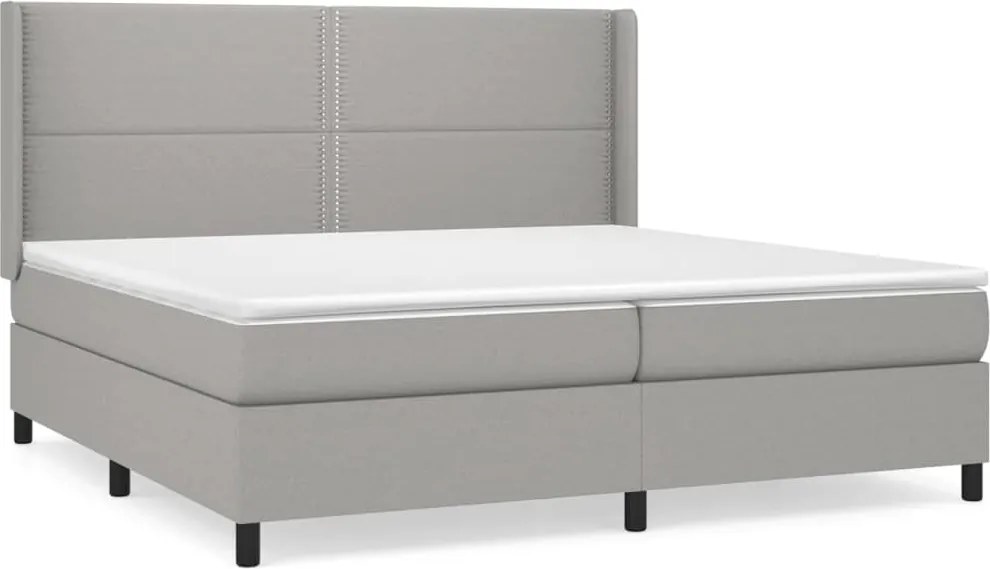 vidaXL világosszürke szövet rugós ágy matraccal 200 x 200 cm