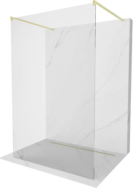 Mexen Kioto, Walk-In zuhany paraván 135 x 200 cm, 8 mm átlátszó üveg, arany matt profil, 800-135-002-55-00