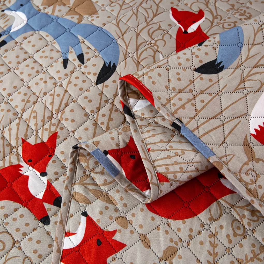Ágytakaró mintával PIROS RÓKA barna Méret: 170 x 210 cm