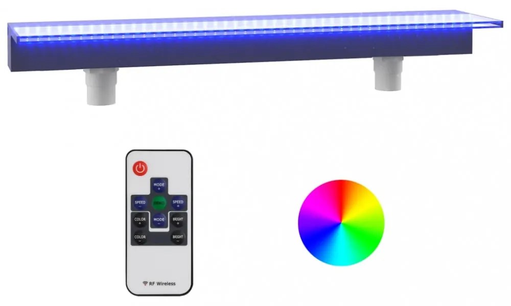 akril vízeséskifolyó RGB LED-ekkel 108 cm