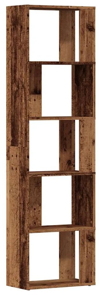 antik fa színű szerelt fa könyvszekrény 45x24x159 cm
