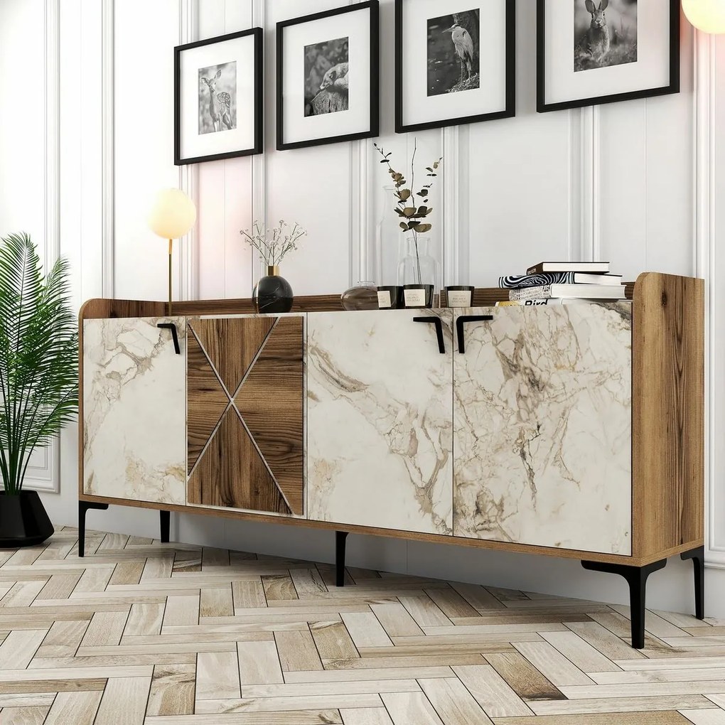 Venedik Walnut and White Marble szekrény
