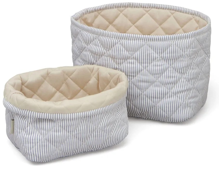 Világoskék textil játéktároló kosár szett 2 db-os Classic Stripes Blue, Praline – Cam Cam Copenhagen