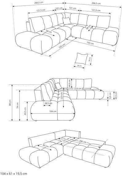 Ággyá nyitható jobb oldali L alakú kárpitozott sarokülőgarnitúra tárolóval ALMADA bézs