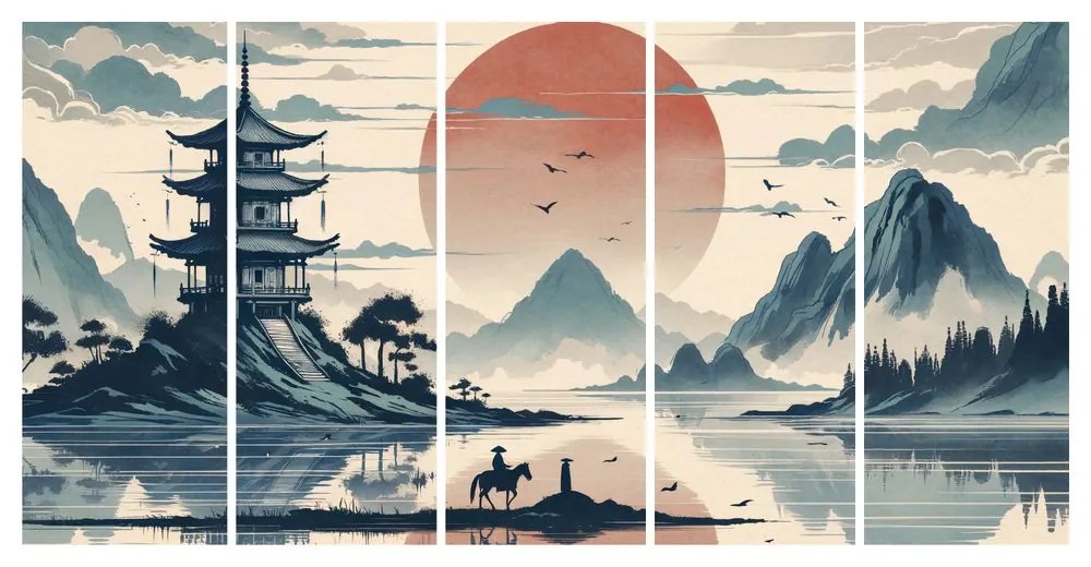 5 részes kép csendes este Japánban