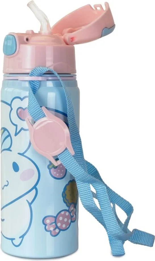 Hello Kitty Cinnamoroll alumínium szívószálas kulacs akasztóval 600 ml