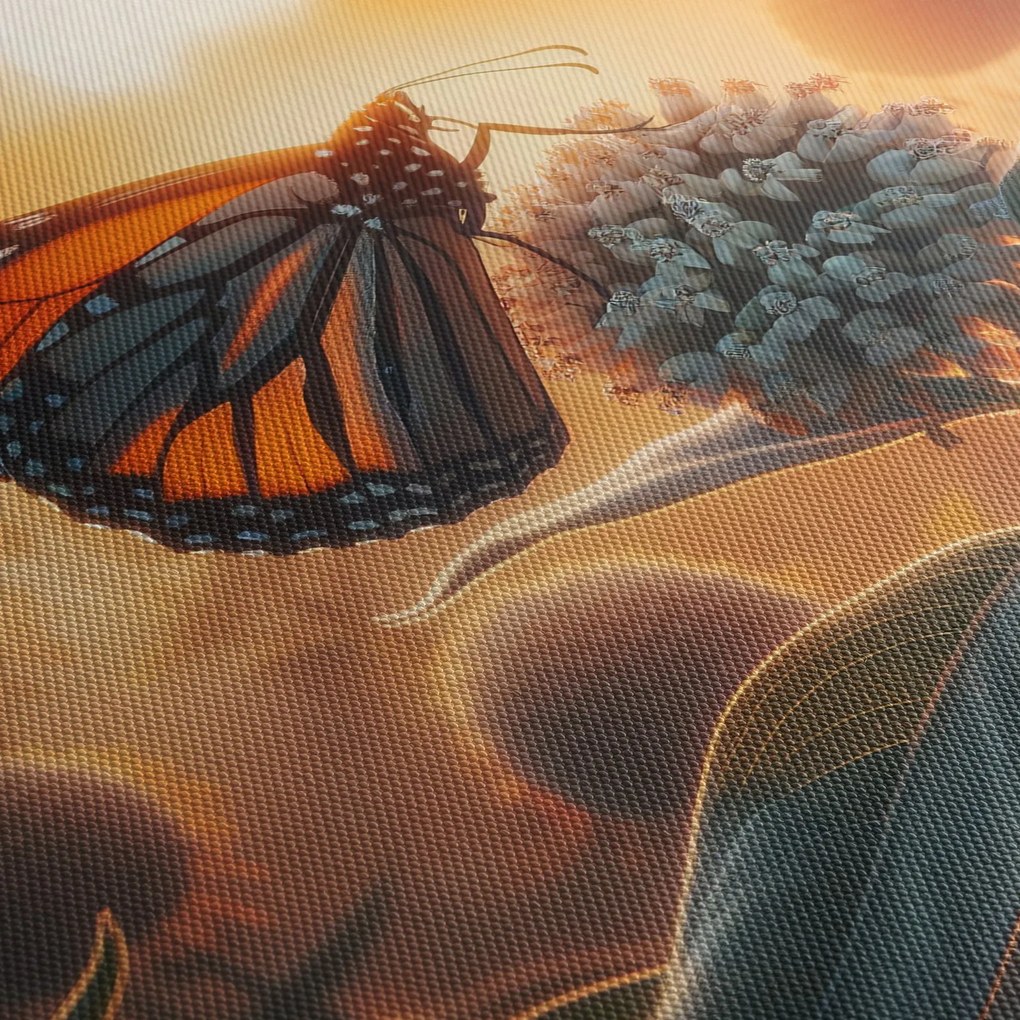 Kép – Pillangó a lenyugvó napban (90x60 cm)