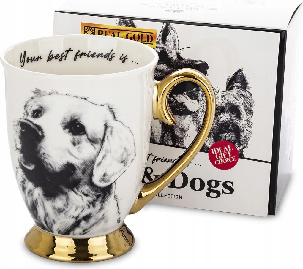 Porcelán Bögre Kávéhoz, 310 ML, Elegáns Mintával