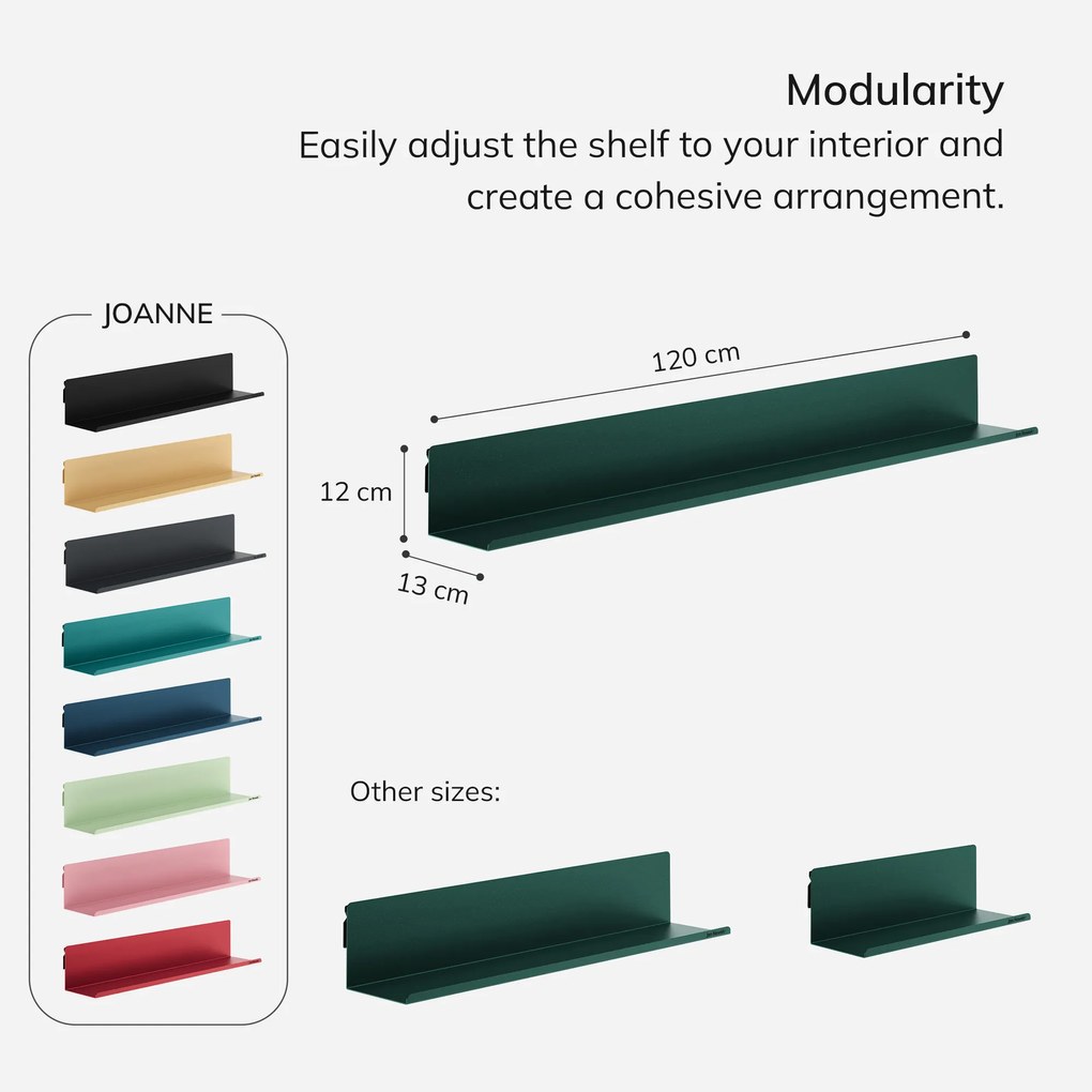 JOANNE fali polc 1200 mm, Modern: palackzöld