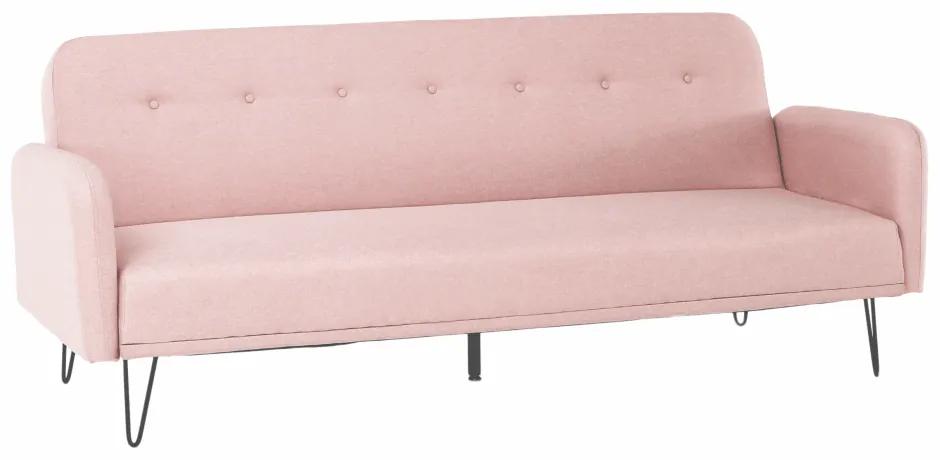 3 személyes karfás kanapé, ágyfunkcióval, babarózsaszín - MAREVA