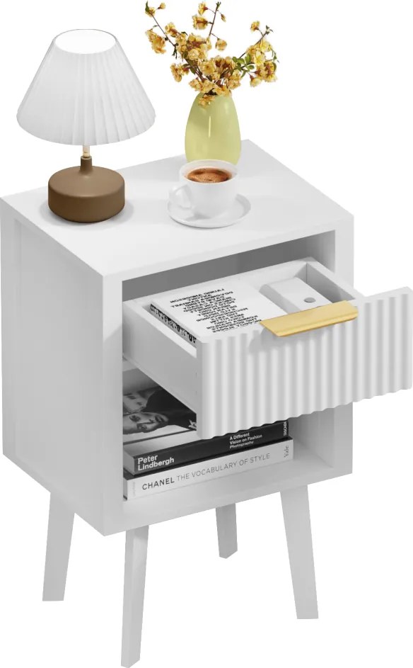 Éjjeliszekrény, fehér, TOBI