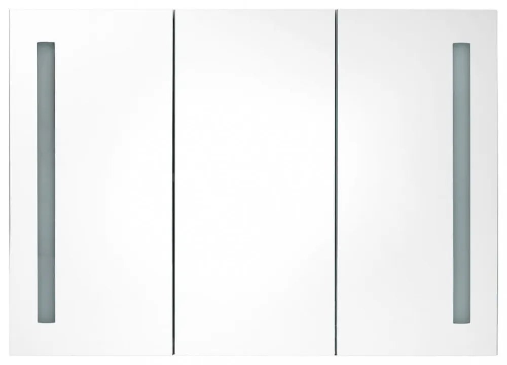 fényes fehér fürdőszobaszekrény LED világítással 89x14x62 cm