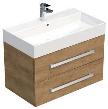 SAT Cube Way Fürdőszobaszekrény mosdóval 80x47,5x46 cm hickory tölgy CUBE46802DHSAT