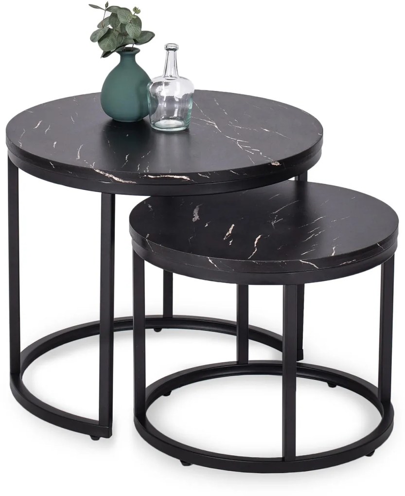 Zestaw Stolików MAURO Czarny márvány