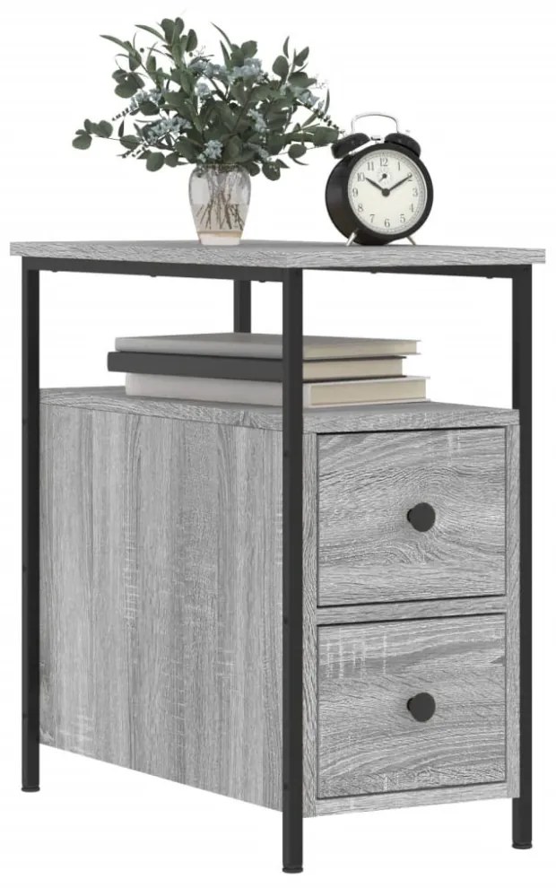 vidaXL szürke sonoma színű szerelt fa éjjeliszekrény 30x60x60 cm