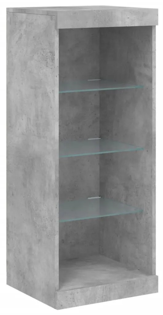 betonszürke tálalószekrény LED-világítással 162 x 37 x 100 cm
