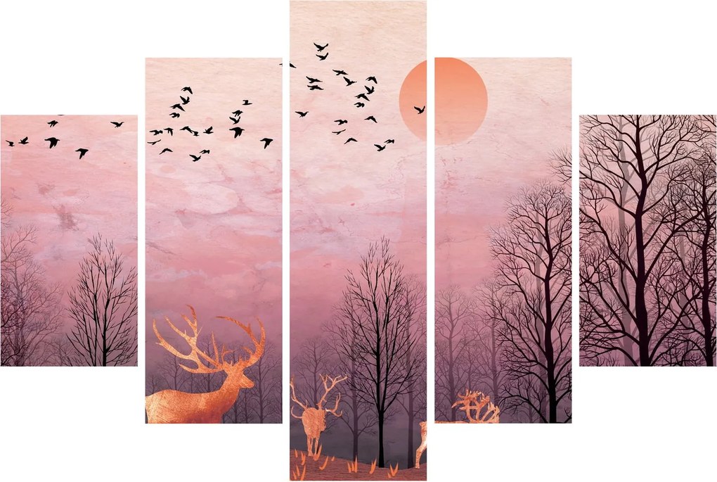 Kép - Szarvas a lenyugvó nap fényében (150x105 cm)