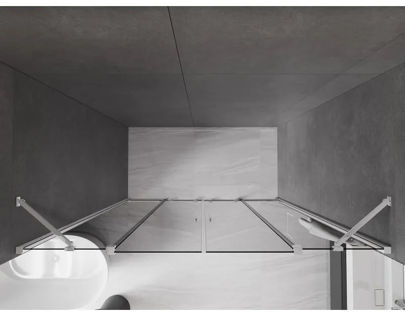 Mexen Velar Duo, tolózuhanyajtó 200 cm-re nyitható, 8 mm-es szürke üveg, króm, 871-200-000-42-01