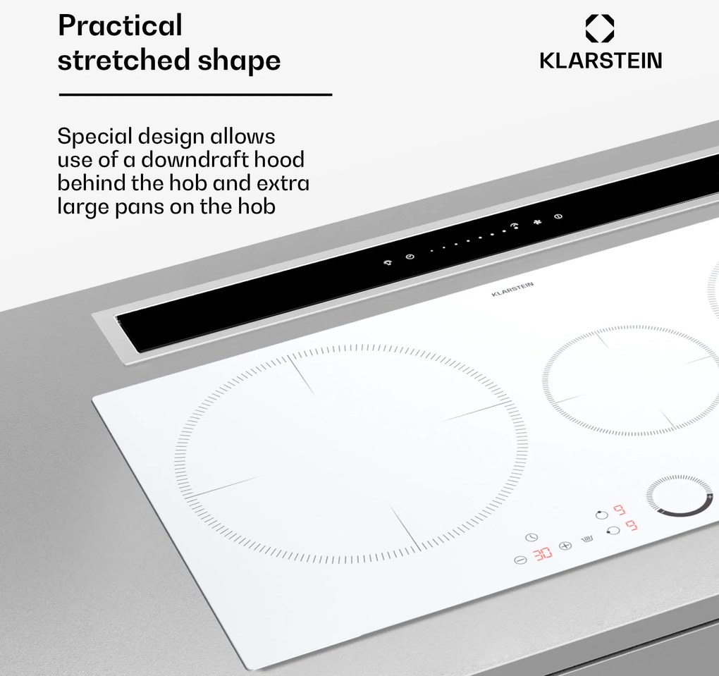 Klarstein Delicatessa 80, beépített indukciós főzőlap, 3 zóna, 6000 W, Paella zóna, üvegkerámia