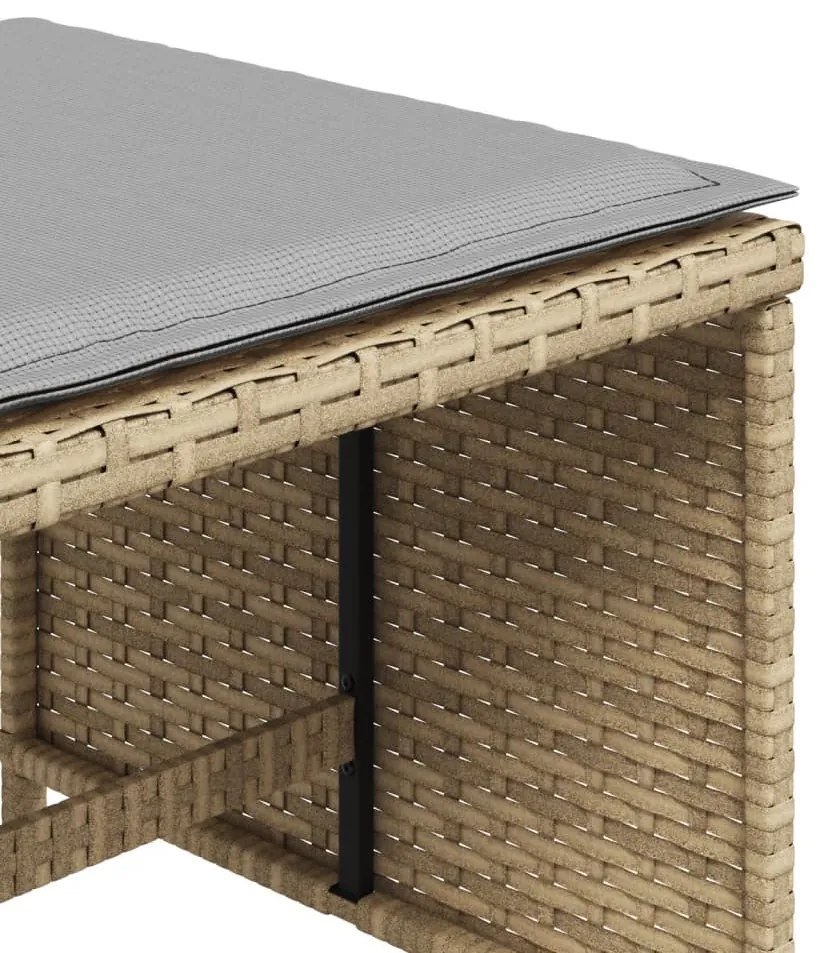 4 db vegyes bézs polyrattan kerti szék párnával 40x40x35 cm