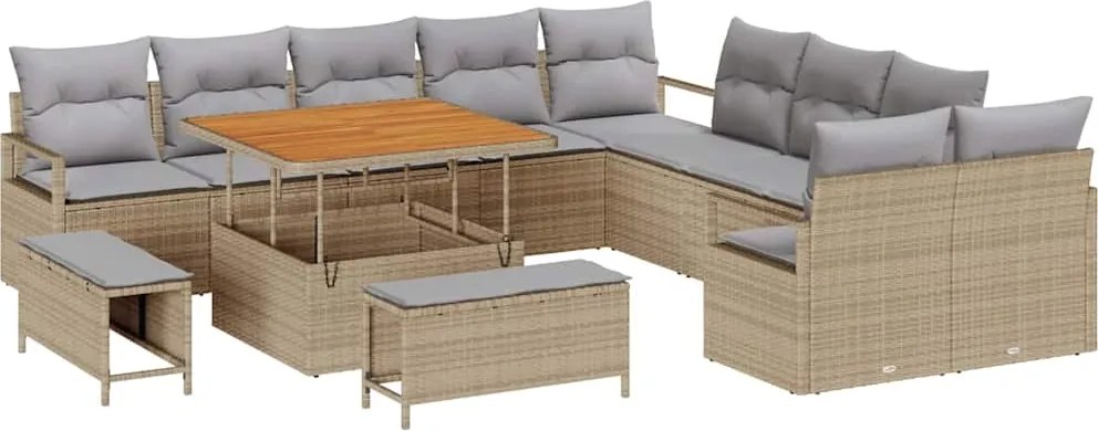 vidaXL Kerti Kanapé Szett párnával 13 pcs Beige és Világosszürke