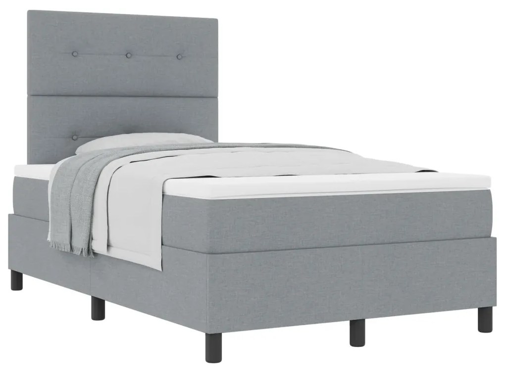 Boxspring Ágy Matraccal Világosszürke Kis Kétszemélyes Szövet