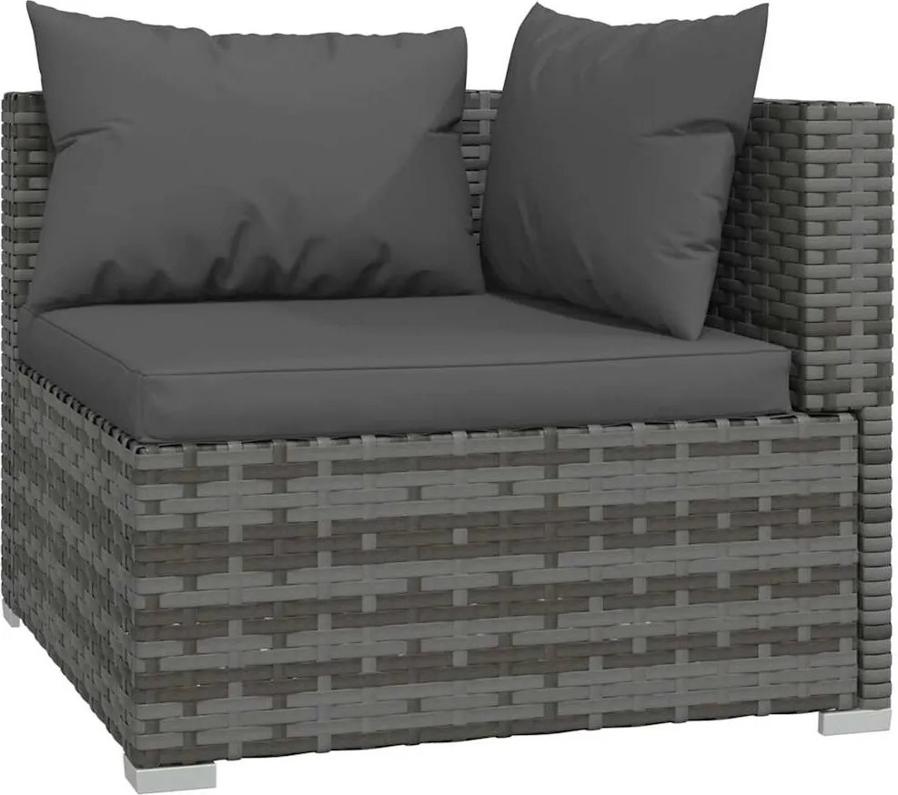 5 részes szürke polyrattan kerti ülőgarnitúra párnákkal
