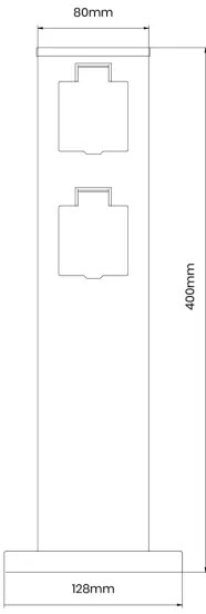 Kültéri csatlakozós oszlop 2Z SCHUKO 230V IP44 40 cm fekete