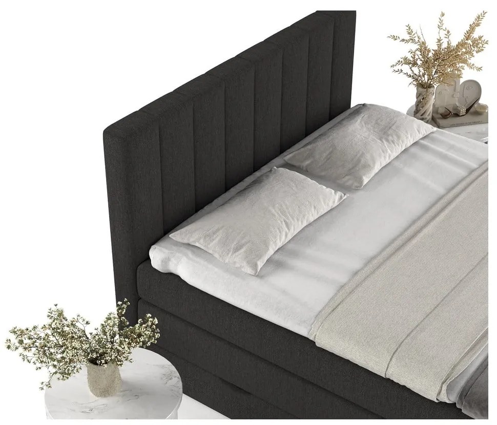 Fekete ágyneműtartós boxspring ágy 200x200 cm Ruby – Maison de Rêve